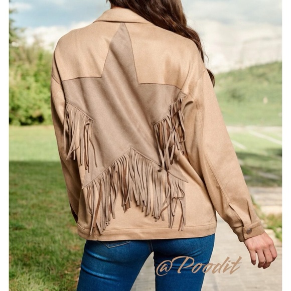 FANTASTIC FAWN fringe back star lightweight jacket S M L - Picture 3 of 9